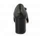 Woman's pump in black suede and patent leather with strap heel 7