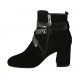 Stivaletto da donna con cerniera e fibbia in camoscio e vernice nera tacco 7 - Misure disponibili: 32, 33, 34, 42, 43, 44