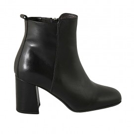 Bottines pour femmes avec fermeture éclair en cuir noir talon 7 - Pointures disponibles:  32, 33, 34, 43, 44