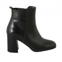 Bottines pour femmes avec fermeture éclair en cuir noir talon 7