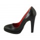Woman's pump in black leather with platform heel 11
