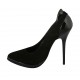 Decolté da donna in camoscio e vernice nera con plateau tacco 12 - Misure disponibili: 31, 32, 33, 34, 42, 44, 45