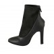 Bottines pour femmes avec fermeture éclair posterieur en cuir et daim elastique noir talon 10 - Pointures disponibles:  32, 33, 42, 43, 44, 46, 47