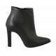 Bottines à bout pointu pour femmes avec fermeture éclair en cuir noir talon 10 - Pointures disponibles:  42, 44, 46