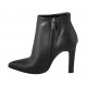 Woman's pointy ankle boot with zipper in black leather heel 10