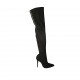 Stivale sopra al ginocchio da donna in camoscio nero con mezza cerniera tacco 10 - Misure disponibili: 42, 43, 46, 47