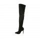Woman's over-the-knee boot in black suede with half zipper heel 10