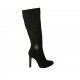 Damenstiefel aus schwarzem Wildleder mit Accessoire und Reissverschluss Absatz 10 - Verfügbare Größen:  32, 34, 42, 43, 44, 47