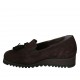 Woman's mocassin with tasels, elastics and removable insole in brown and black suede wedge heel 3 - Available sizes:  34, 42, 43, 44, 45
