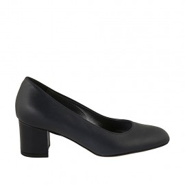 Runder Pumpschuh für Damen aus blauem Leder Absatz 5 - Verfügbare Größen:  32, 33, 34, 43, 44, 45