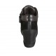 Woman's laced shoe with zipper in black leather, patent leather and suede wedge heel 6