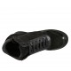 Woman's laced shoe with zipper in black leather, patent leather and suede wedge heel 6 - Available sizes:  33, 34