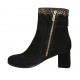 Stivaletto da donna con cerniera e fibbia in camoscio nero e stampato maculato oro tacco 6 - Misure disponibili: 32, 33, 34, 42, 43, 44, 45, 46