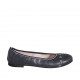 Woman's ballerina shoe in blue leather with white seams heel 1 - Available sizes:  42, 43, 44, 45, 46, 47