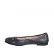 Woman's ballerina shoe in blue leather with white seams heel 1