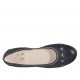 Woman's ballerina shoe in blue leather with white seams heel 1 - Available sizes:  42, 43, 44, 45, 46, 47