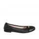 Woman's ballerina shoe in black leather with rhinestones heel 1 - Available sizes:  42, 43, 44, 45, 46