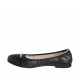 Woman's ballerina shoe in black leather with rhinestones heel 1