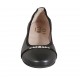 Woman's ballerina shoe in black leather with rhinestones heel 1