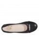 Woman's ballerina shoe in black leather with rhinestones heel 1