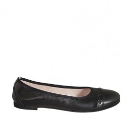 Ballerinaschuh für Damen aus schwarzem Leder Absatz 1 - Verfügbare Größen:  42, 43, 44, 45, 46, 47