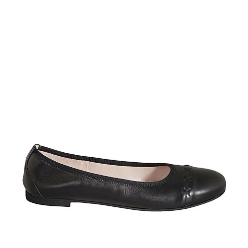 Ballerina da donna in pelle nera tacco 1 - Misure disponibili: 42, 43, 44, 45, 46, 47