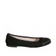 Woman's ballerina shoe in black patent leather and suede heel 1