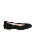 Woman's ballerina shoe in black patent leather and suede heel 1