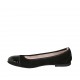Woman's ballerina shoe in black patent leather and suede heel 1