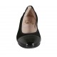 Woman's ballerina shoe in black patent leather and suede heel 1