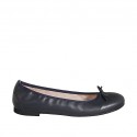 Woman's ballerina with bow in blue leather heel 1
