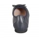 Woman's ballerina with bow in blue leather heel 1 - Available sizes:  42, 43, 44, 45, 46