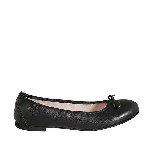 Ballerina da donna in pelle nera con fiocco tacco 1 - Misure disponibili: 42, 43, 45