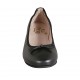 Woman's ballerina shoe in black leather with bow heel 1 - Available sizes:  42, 43, 45