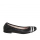 Woman's ballerina shoe in black and silver leather heel 1 - Available sizes:  42, 43, 44, 45, 47