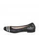 Woman's ballerina shoe in black and silver leather heel 1 - Available sizes:  42, 43, 44, 45, 47