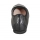 Woman's ballerina shoe in black and silver leather heel 1