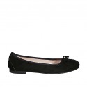 Ballerina da donna con fiocco in camoscio nero tacco 1