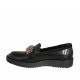 Woman's loafer in black leather with rhinestones wedge heel 3
