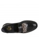 Woman's loafer in black leather with rhinestones wedge heel 3 - Available sizes:  43, 44, 45