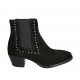 Woman's Texan ankle boot with zipper, elastic and studs in black suede heel 5