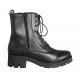 Botin para mujer modelo combate con cordones y cremalleras en piel negra tacon 5 - Tallas disponibles:  42, 43, 44, 45