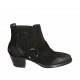 Woman's Texan ankle boot with elastic bands in black suede heel 5