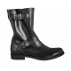 Botin para mujer con cremallera y hebillas en piel negra tacon 2 - Tallas disponibles:  43, 44, 45, 46