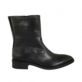 Stivaletto da donna con cerniera in pelle nera tacco 3 - Misure disponibili: 42, 43, 44