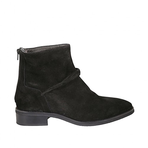 Bottines pour femmes en daim noir avec fermeture éclair posterieur talon 3 - Pointures disponibles:  42, 43, 44, 45, 46