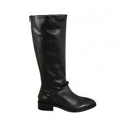 Stivale da donna con cerniera posteriore in pelle nera tacco 3 - Misure disponibili: 42, 43, 44, 45, 46