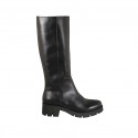 Damenstiefel mit Reißverschluss aus schwarzem Leder Absatz 5