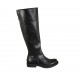 Kniehoher Damenstiefel mit hinterem Rei?verschluss aus schwarzem Leder Absatz 3 - Verfügbare Größen:  43
