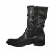 Wadenhoher Damenstiefel mit halben Reissverschlüssen aus schwarzem Leder Absatz 2 - Verfügbare Größen:  42, 43, 44, 46